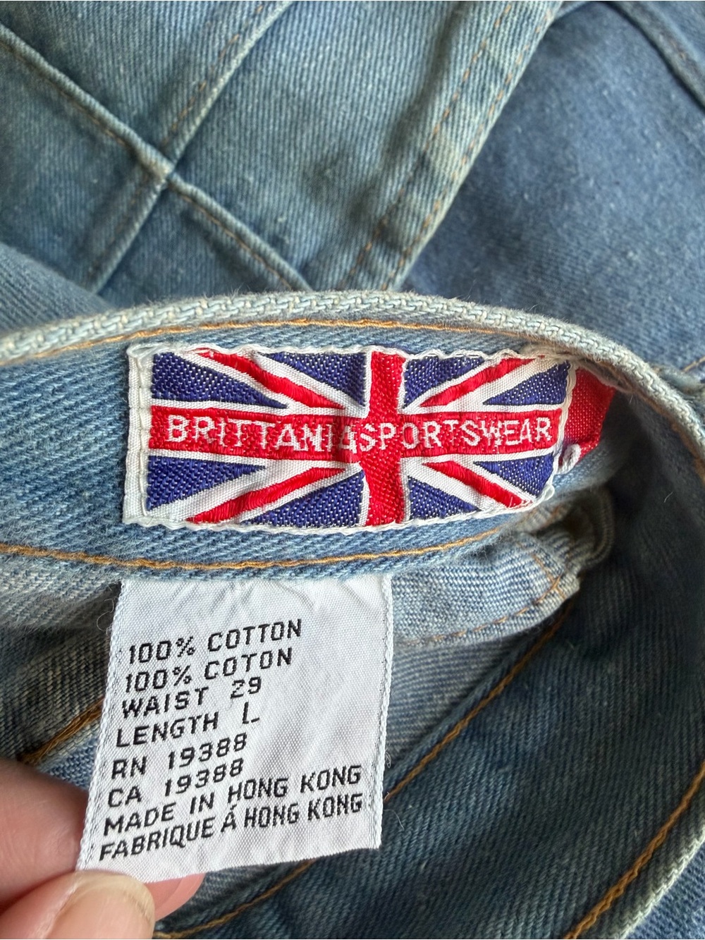 Y2K Patchwork Light Blue Flare Jeans - Picture 4 of 6